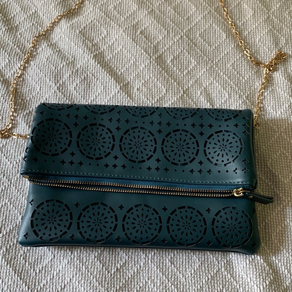 Gorgeous teal fold over purse